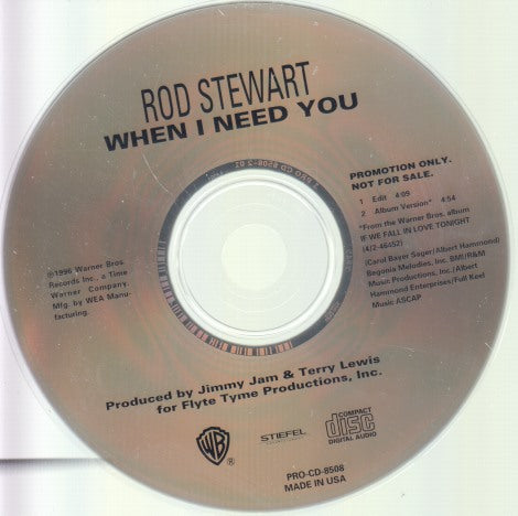 Rod Stewart: When I Need You 2-Track Promo w/ Back Artwork
