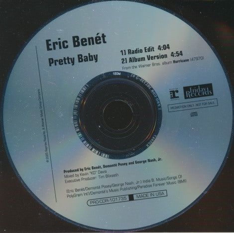 Eric Benet: Pretty Baby 2-Track Promo w/ Back Artwork