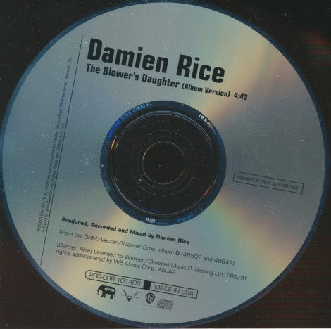 Damien Rice: The Blower's Daughter 1-Track Promo w/ Back Artwork