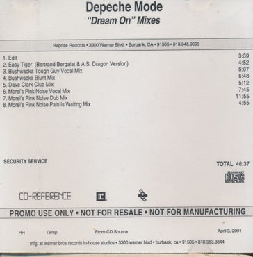 Depeche Mode: Dream On Mixes 8-Track CD Reference Promo w/ Front Artwork