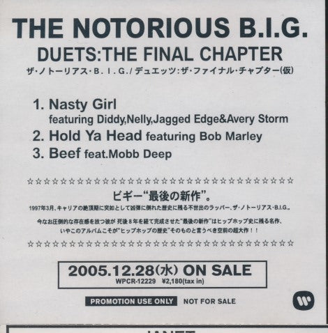 The Notorious B.I.G.: Duets: The Final Chapter Japan 3-Track Promo w/ Front Artwork