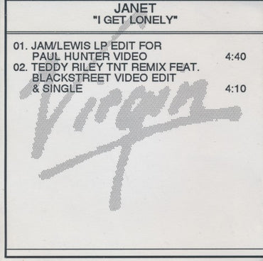 Janet Jackson: I Get Lonely 2-Track Promo w/ Front Artwork