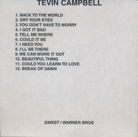 Tevin Campbell: Back To The World Promo w/ Front Artwork
