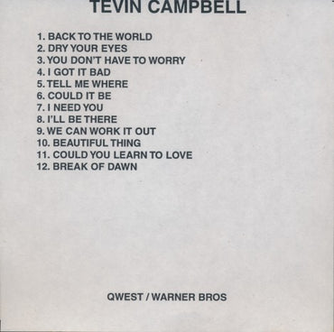 Tevin Campbell: Back To The World Promo w/ Front Artwork