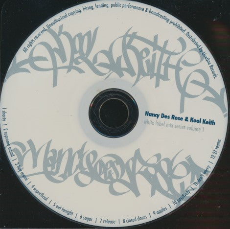 Nancy Des Rose & Kool Keith: White Label Mix Series Volume 1 w/ Back Artwork