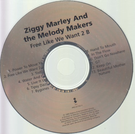 Ziggy Marley And The Melody Makers: Free Like We Want 2 B 13-Track Promo w/ Back Artwork