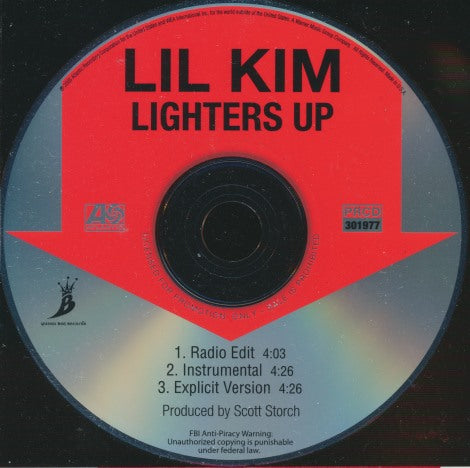 Lil Kim: Lighters Up 3-Track Promo w/ Back Artwork