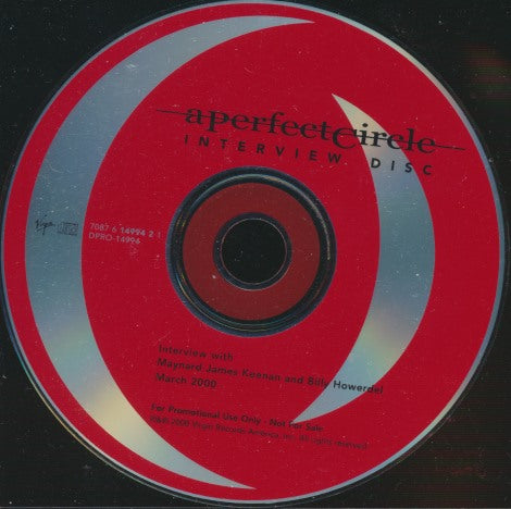 A Perfect Circle: Interview Disc Promo w/ Back Artwork