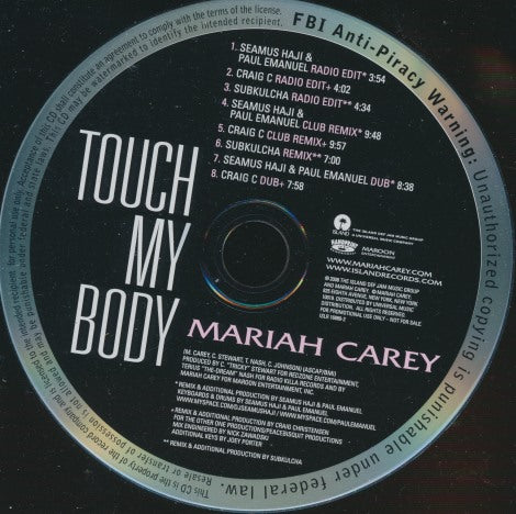 Mariah Carey: Touch My Body 8-Track Promo w/ No Artwork