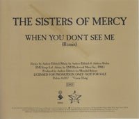 The Sisters Of Mercy: When You Don't See Me: Remix 1-Track Promo w/ Back Artwork - NeverDieMedia