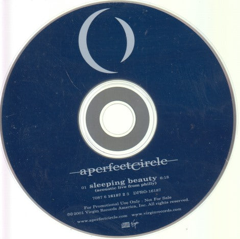 A Perfect Circle: Sleeping Beauty: Acoustic Live From Philly 1-Track Promo w/ Back Artwork