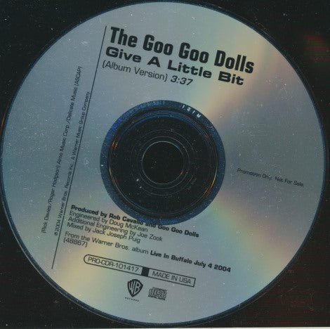 The Goo Goo Dolls: Give A Little Bit 1-Track Promo w/ Back Artwork