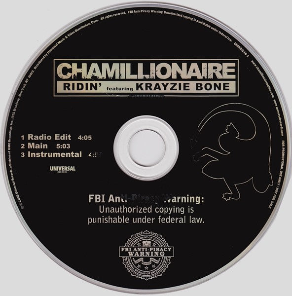 Chamillionaire Featuring Krayzie Bone: Ridin' 3-Track Promo w/ Back Artwork