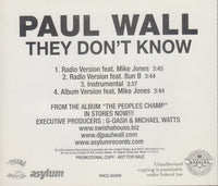 Paul Wall: They Don't Know 4-Track Promo w/ Back Artwork