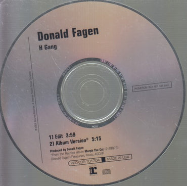 Donald Fagen: H Gang 2-Track Promo w/ Back Artwork