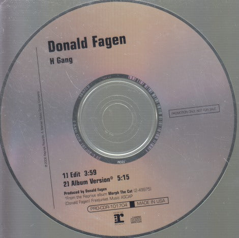 Donald Fagen: H Gang 2-Track Promo w/ Back Artwork