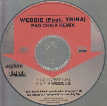 Webbie: Bad Chick Remix 2-Track Promo w/ Back Artwork