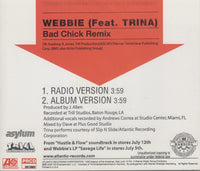 Webbie: Bad Chick Remix 2-Track Promo w/ Back Artwork
