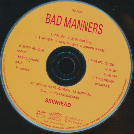 Bad Manners: Skinhead w/ No Artwork