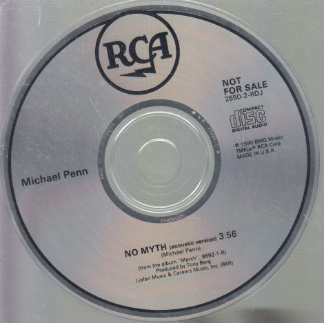 Michael Penn: No Myth: Acoustic Version 1-Track Promo w/ No Artwork