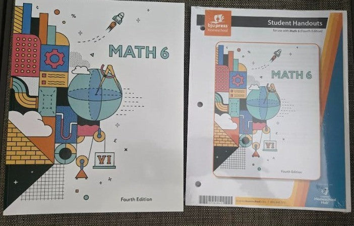 BJU Press: Math 6 Student Edition & Video Handouts Lot MB 4th
