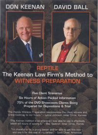 The Reptile: The Keenan Law Firm's Reptilian Method To Witness Preparation Incomplete 5-Disc Set
