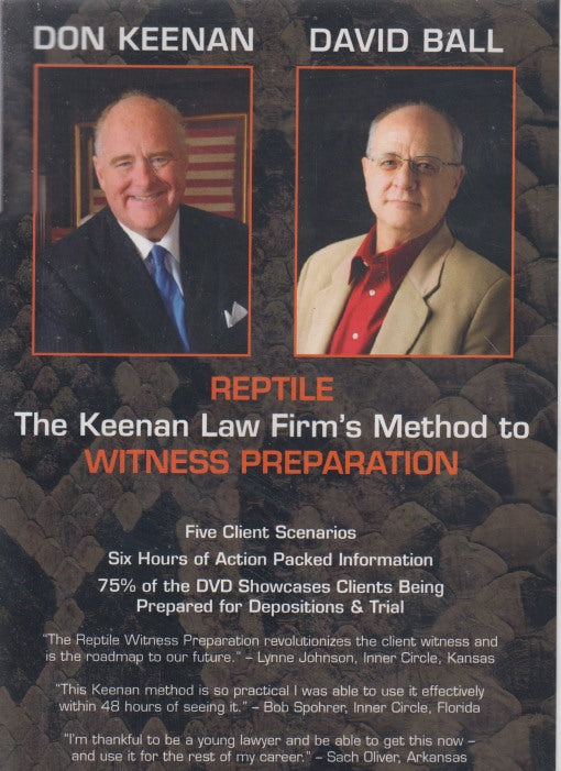The Reptile: The Keenan Law Firm's Reptilian Method To Witness Preparation Incomplete 5-Disc Set