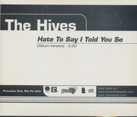 The Hives: Hate To Say I Told You So 1-Track Promo w/ Back Artwork