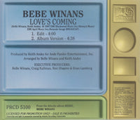 Bebe Winans: Love's Coming 2-Track Promo w/ Back Artwork