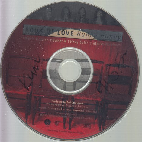 Book Of Love: Hunny Hunny 3-Track Promo w/ Back Artwork, Writing Artwork/CD