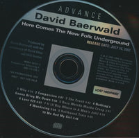 David Baerwald: Here Comes The New Folk Underground Advance Promo w/ Back Artwork