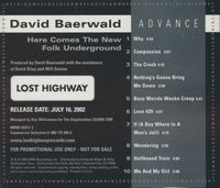 David Baerwald: Here Comes The New Folk Underground Advance Promo w/ Back Artwork