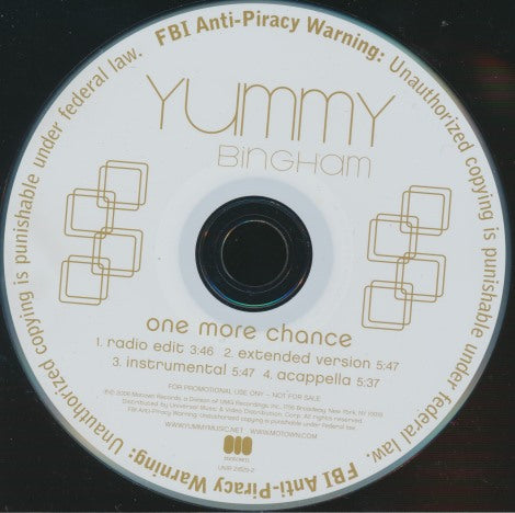 Yummy Bingham: One More Chance 4-Track Promo w/ Back Artwork