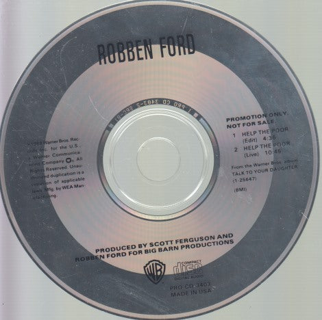 Robben Ford: Help The Poor 2-Track Promo w/ Back Artwork