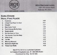 Sara Evans: Real Fine Place 13-Track Advance Promo w/ Front Artwork