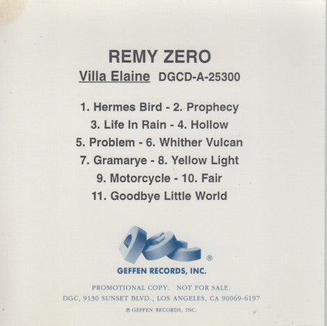 Remy Zero: Villa Elaine 11-Track Advance Promo