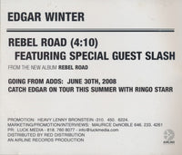 Edgar Winter: Rebel Road 1-Track Promo w/ Back Artwork