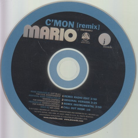 Mario: C'mon Remix 4-Track Promo w/ No Artwork - NeverDieMedia