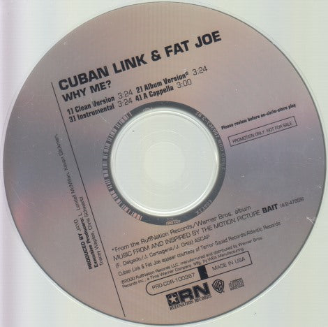 Cuban Link & Fat Joe: Why Me? 4-Track Promo w/ Back Artwork