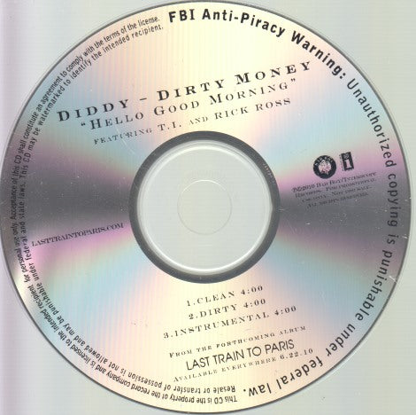 Diddy: Dirty Money: Hello Good Morning Featuring T.I. & Rick Ross 3-Track Promo w/ No Artwork