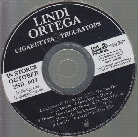 Lindi Ortega: Cigarettes & Truckstops 10-Track Advance Promo w/ No Artwork