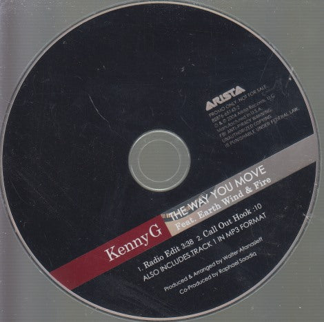 Kenny G: The Way You Move 2-Track Promo w/ No Artwork