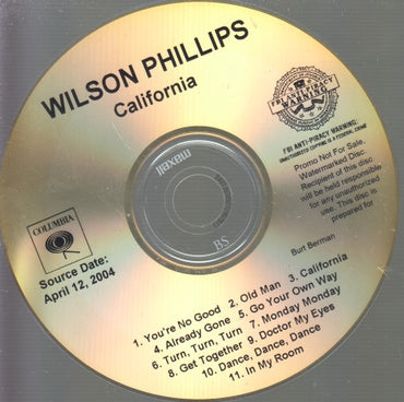 Wilson Phillips: California 11-Track Promo w/ No Artwork