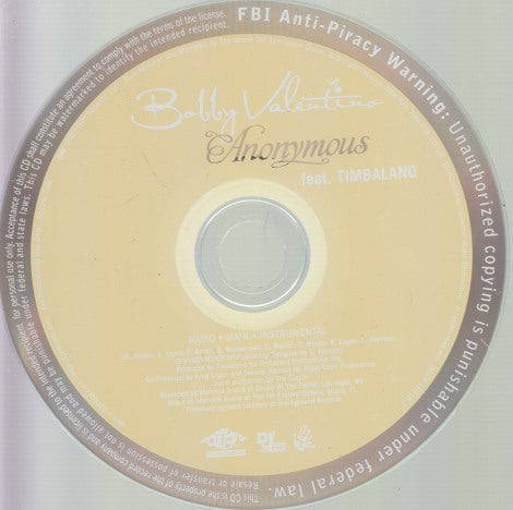 Bobby Valentino: Anonymous 3-Track Promo w/ No Artwork