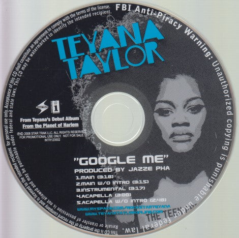 Teyana Taylor: Google Me 5-Track Promo w/ Back Artwork