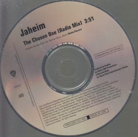 Jaheim: The Chosen One: Radio Mix 1-Track Promo w/ Back Artwork