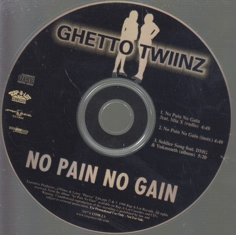 Ghetto Twiinz: No Pain No Gain 3-Track Promo w/ Back Artwork