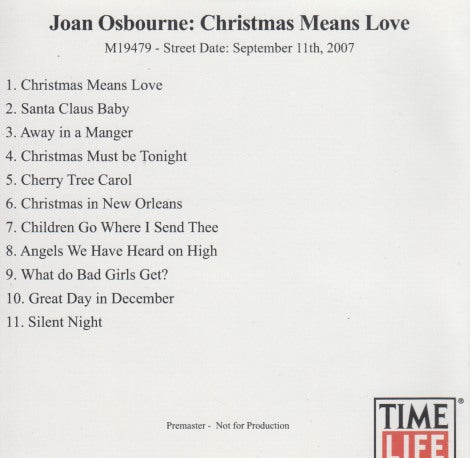 Joan Osborne: Christmas Means Love 11-Track Premaster Promo