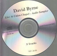 David Byrne: Live At Union Chapel: Audio Sampler 5-Track Promo w/ Front Artwork
