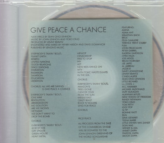 Peace Choir: Give Peace A Chance 1-Track Promo w/ Hype Sticker